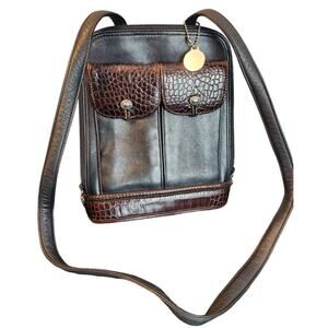 Brighton one world two toned crossbody purse brown and black